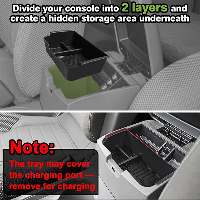 Muslogy Center Console Organizer & Armrest Cover Compatible with 2005-2021 Nissan Frontier Middle Console Divider Storage Box Armrest Pad Cushion Regular Thick
