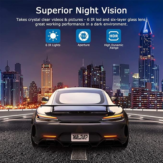 Car on-Dash Mounted Cameras 1440P Full HD Car DVR Dashboard Camera Video Recorder in Car Camera Dashcam for Cars 170 Wide Angle WDR with 3.0" LCD Display Night Vision and G-Sensor H19-black