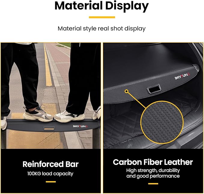 Cargo Cover for Hyundai Tucson 2022-2026, Retractable Trunk Cover Privacy Shade for 22-26 Hyundai Tucson (Carbon Fiber Leather + Net)