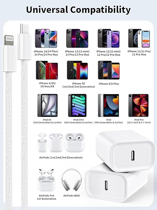 iPhone 14 13 Pro Max Charger Fast Charging,Apple iPhone Charger Block[Apple MFi Certified] with 10ft Long Braided Type C Lightning Cable Woven Cord for iPhone14 13 12 11 Pro Max Plus Mini Xr Xs Max 8