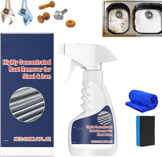 Highly Concentrated Steel Rust Remover,2026 Upgraded Multipurpose Rust Remover Spray for Metal, Highly Concentrated Rust Remover for Steel & Iron,Powerful Stainless Steel Rust Remover (1PCS)