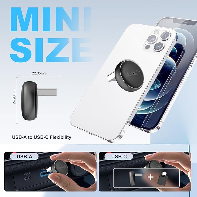 Carlinkit Mini Ultra Wireless CarPlay & Android Auto Adapter, Convert Factory Wired to Wireless, USB-A/USB-C Fast Connection for iPhone & Android 11+, Plug & Play Car Play Dongle, OTA Upgrade