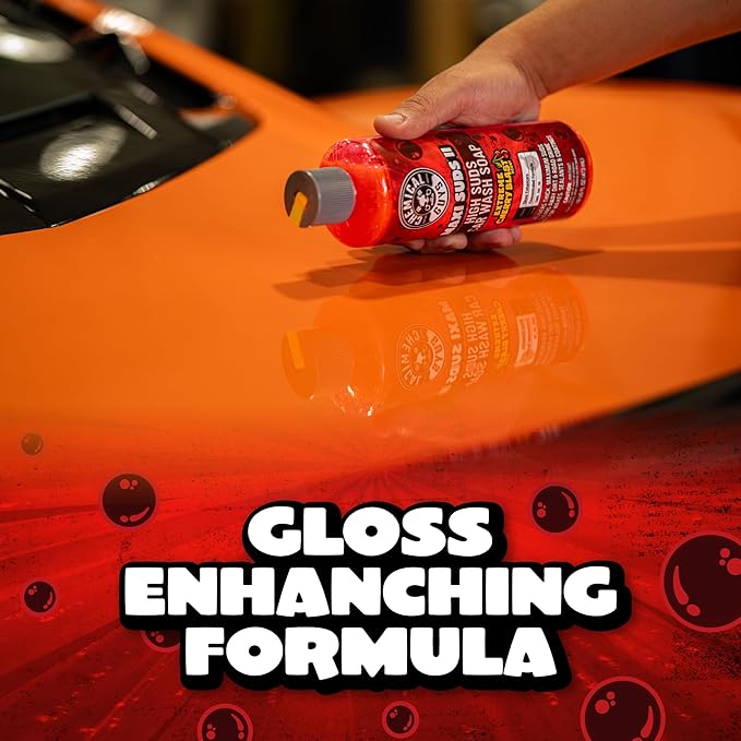 Chemical Guys Maxi Suds II Cherry Scent Car Wash Soap and Chenille Microfiber Wash Mitt Bundle, High Foam Shampoo for Foam Cannons, Guns, and Buckets, Safe for All Paint - 64 Fl Oz