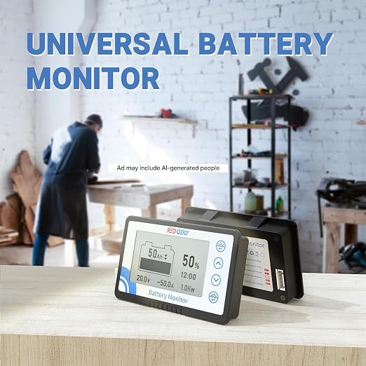Redodo Battery Monitor with Shunt, Battery Meter Voltage Range 8V-120V, Up to 500A for RV Golf Cart, High and Low Voltage Programmable Alarm, Compatible with LiFePO4, Gel, Lead-Acid Batteries