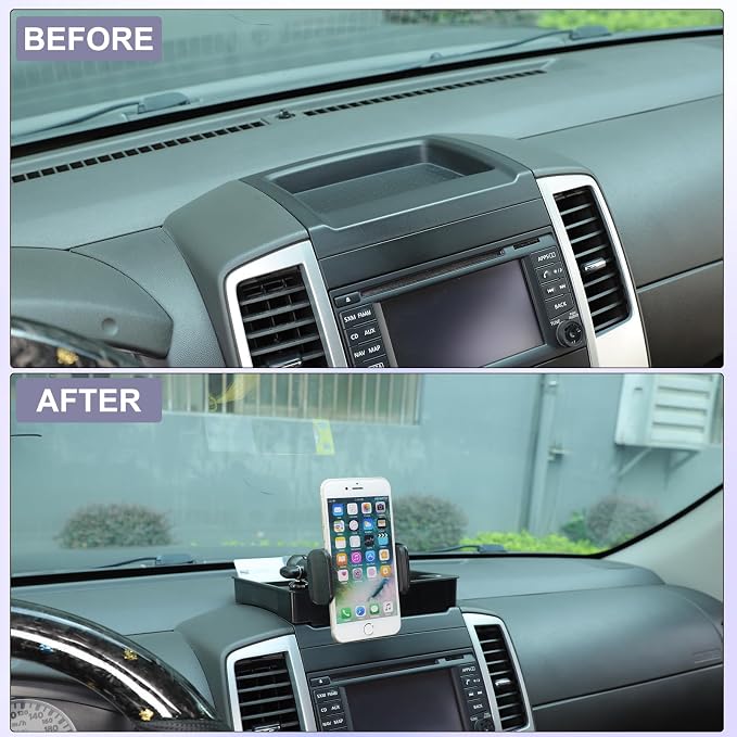 Dash Organizer Tray with Phone Holder Compatible with Nissan Frontier 2009-2017,ABS Car Dashboard Storage Box Organizer Holder Tray Mobile Phone Mount Interior Accessories (Style-B)