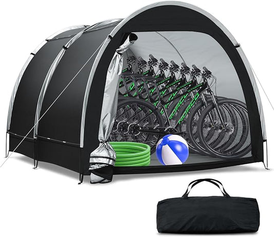 Outdoor Storage Tent - Bike Tent Waterproof, Upgraded Larger 6.6x8.0x5.6ft Garage Shelters, Bicycle Tent Sheds with Dual-Doors for Motorcycle, Lawn Mower, Garden Tools, Bike Storage/Bike Sheds - Large