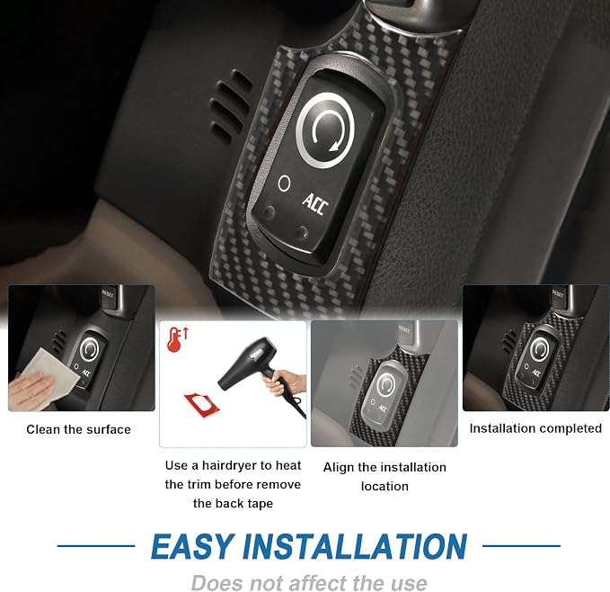 Real Carbon Fiber Push Start Button Trim Compatible with Corvette C6 2005-2013, Interior Decor Sticker Accessories