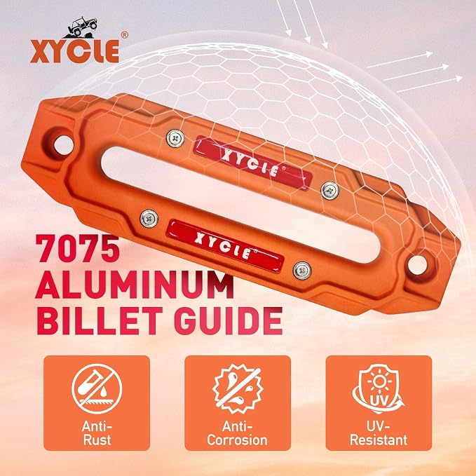 Winch Fairlead with Tow Hook, Orange, 10 in. (254 mm) | Synthetic Rope Fairlead, Forged Winch Hook, 10000 lb - 20000 lb Towing, For SUV Truck Trailer Jeep, Electric Winches
