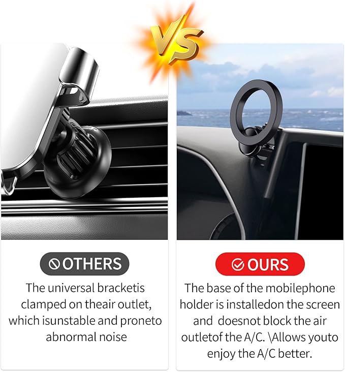 Car Phone Holder for Toyota Highlander 2020-2026 Accessories 8-Inch Screen Fixed Clip, 360° Rotation Phone Mount Compatible with MagSafe,Cell Phone Holder That Does Not Affect Air Vent