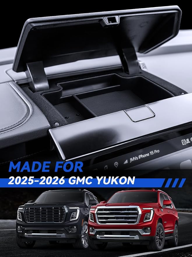 for Yukon Center Console Organizer 2025-2026 GMC Yukon (Elevation/AT4/Denali Ultimate/AT4 Ultimate/Denali) Accessories Armrest Tray Middle Storage Box Insert Container Durable ABS Plastic