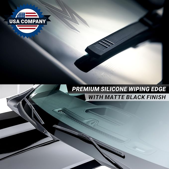 Premium Silicone Carbon Fiber Windshield Wiper Blades 26" & 19" - Patented All-Season, Quiet & Smooth Streak-Free Clean Wipe, OEM Quality, Front Automotive Replacement Wipers for Car & Truck (2 Pack)