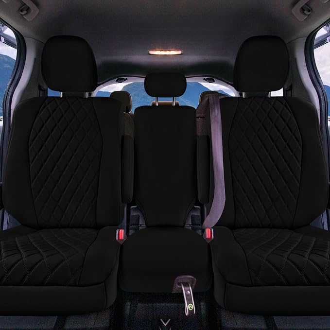 FH Group Custom Fit Car Seat Covers Specifically Made for Toyota Sienna 2021-2024, Black Ultraflex Neoprene 2nd Row Set Automotive Seat Covers, 8 Seater SUV Seat Covers, Toyota Accessories