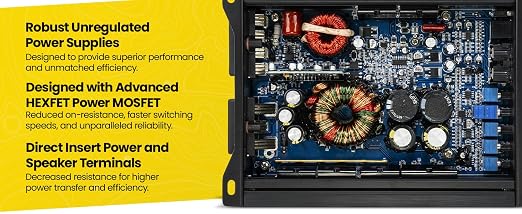 Stinger Audio MT-600.4 Compact Digital Class D 4-Channel 1000W RMS Car Audio Amplifier with Bass Knob Remote Control, HEXFET MOSFET, High/Low Pass Filter & Crossover Multiplier