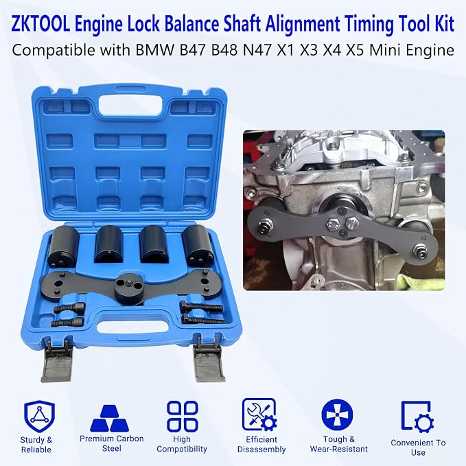 ZKTOOL Engine Lock Balance Shaft Alignment Timing Tool Kit，Compatible with BMW B47 B48 N47 X1 X3 X4 X5 Mini Engine, Oil Pump Sprocket Holding Tool, OEM 2288054,118750, 118790, 118791, 118792, 118793