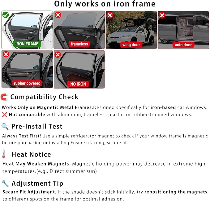 Car Curtains for Side Window - Suede 4 Pcs Privacy Sun Shades Magnetic 100% Block Light Car Window Covers with Cooler Feeling (4pcs)