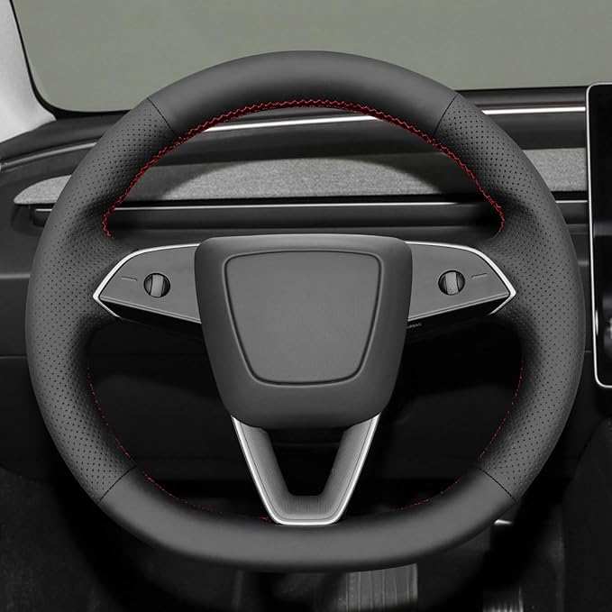 MEWANT Hand Stitching Steering Wheel Cover for Tesla Model 3 Highland 2025 Model Y Juniper DIY Steering Wheel Protector