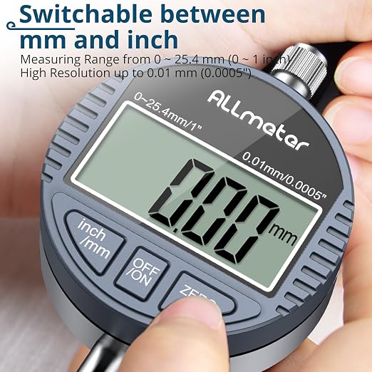 Digital Table Saw Gauge with Dial Indicator 0-1 Inch Range,CNC Machined Aluminum Bar for Fence Alignment on Table Saws Bandsaws (Fits 3/4" or 19mm Groove Width)