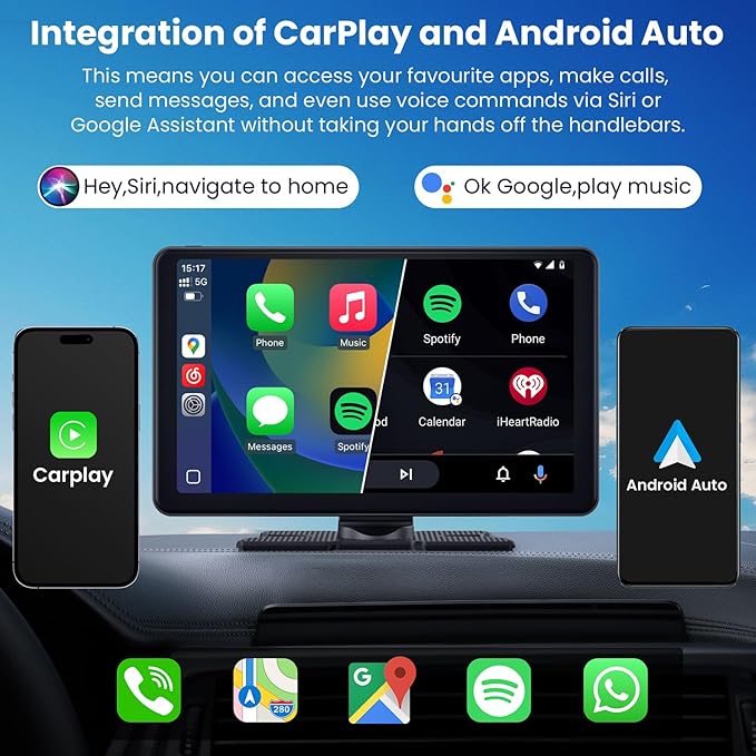 9" Wireless CarPlay Screen Car Stereo Compatible Apple CarPlay and Android Auto Portable Touch Screen AirPlay, GPS Navigation, Bluetooth, Voice Control, Mirror Link (9 Inch)