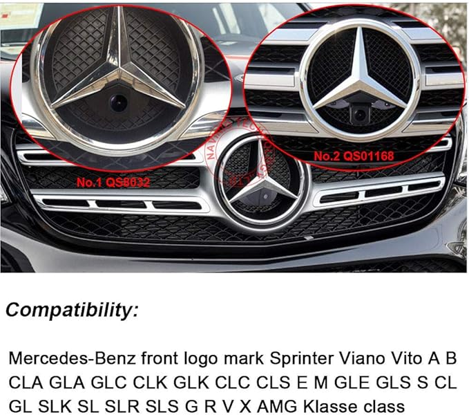 HD CCD Logo Parking System Waterproof Front View Camera, Replacement for Mercedes- Benz Front Logo Mark Sprinter Viano Vito A BCLA GLA GLC CLK GLK CLC CLS E M GLE GLS S CL GL SLK SL SLR SLS