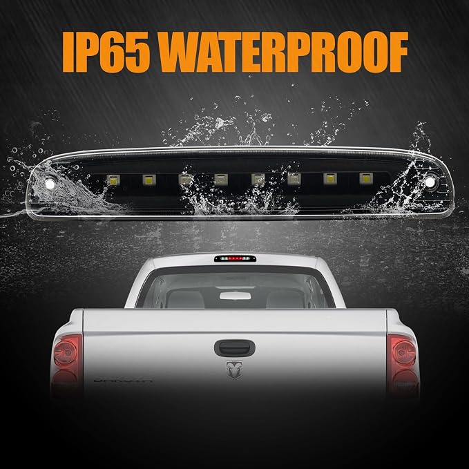 Third 3rd Brake Light LED for 1997-2010 Dodge Dakota, High Mount Rear Brake Lights Assembly for 97-10 Dakota, Waterproof Center Cab Cargo Lamp Stop Light