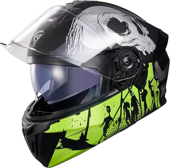KYPARA Motorcycle Dual Visor Flip up Modular Full Face Helmet with DOT Certification of Impressionism