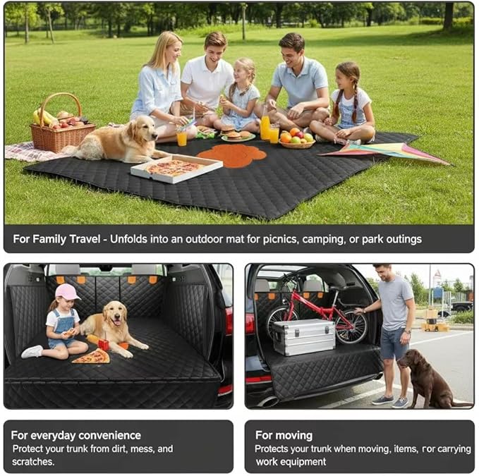 Split Cargo Liner for SUV – for Dogs & Pets, Heavy-Duty, 100% Waterproof Trunk Mat & Cargo Cover – Fits 60/40 Split Bench & Armrest Pass-Through – Machine Washable, Non-Slip, Durable
