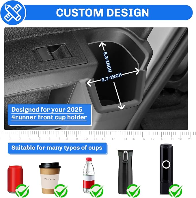 SXCY for 2025 2026 Toyota 4Runner Rear Door Cup Holder Insert 2025 2026 4Runner Accessories Silicone Cup Holder Limiter for 2026 Toyota 4Runner Console Drink Holder Adapter Non-Slip Drink Stopper
