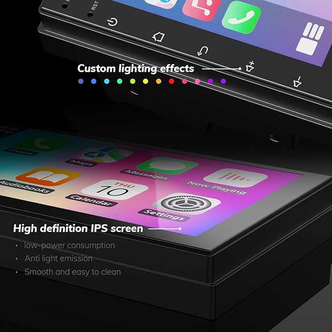 Haudio 7 Inch Double Din Car Stereo with Wireless Apple CarPlay & Android Auto, Touchscreen Android Radio, Bluetooth Car Audio Receiver (No reversing Camera)