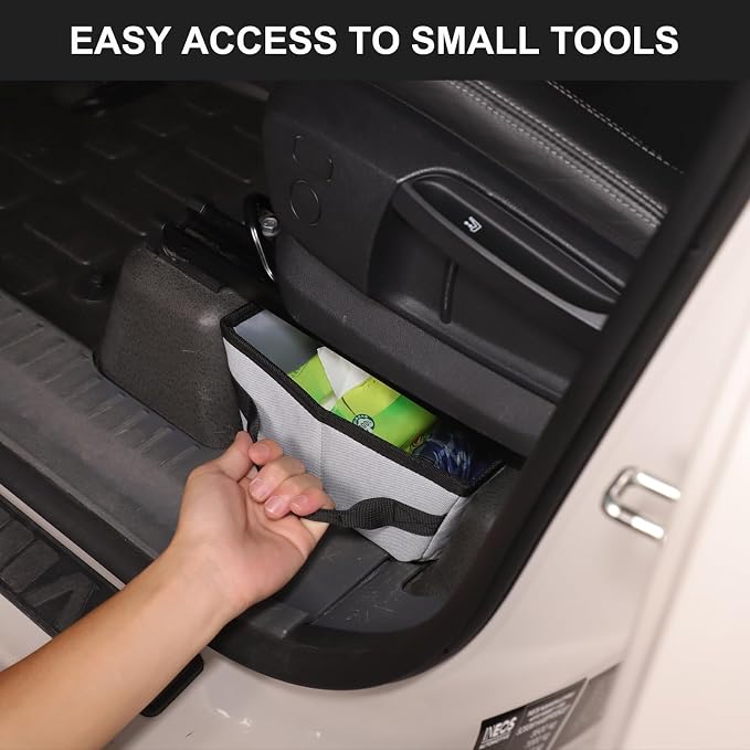 Under seat Storage Bag for Ineos Grenadier 2020-2025 Accessories Oxford Cloth Tool Organizer Box Under Front Seat, Underseat Hidden Bag Organizer Tray Drawer Bin with Anti-slip Handle (Grey)