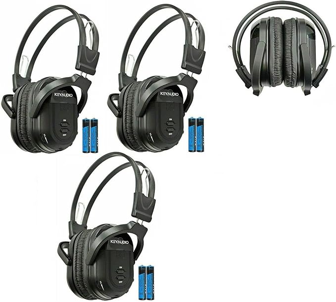 RP Accessories IR-601B Infrared Wireless Headphones, 2-Channel Folding Universal Rear Entertainment System IR Headphone for Car TV and DVD Player Audio, Set of 3
