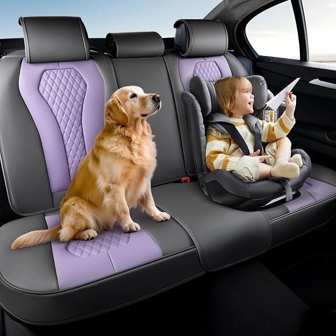 Coverado Car Seat Covers, Back Car Seat Cover, 3-Pieces Leather Seat Cover, Luxury Car Seat Cushion, Luxury Seat Cover Seat Protector Universal Most Cars Trucks SUV