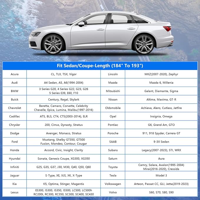 GUNHYI Car Cover Waterproof All Weather for Automobiles, Outdoor Full Car Cover Snowproof Windproof UV Protection, Universal Fit for Sedan. (Fit Sedan Length 186-193 inch, Silver)