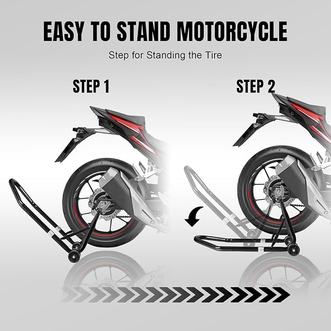 Motorcycle Stand Rear Swingarm Spool Paddock Stand, 500Lbs Capacity Combo Wheel Lift Stand for Sport Bike, Fit for Yamaha Honda Kawasaki Black