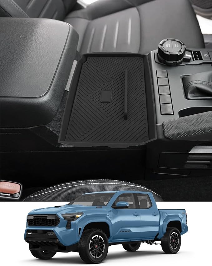 2026 Tacoma Center Console Cup Holder Inserts with Compartment Cover, Non-Slip Silicone to Prevent Spills Scratches & Hidden Storage Organizer for 4th Gen Toyota Tacoma Accessories 2026 2025 2024
