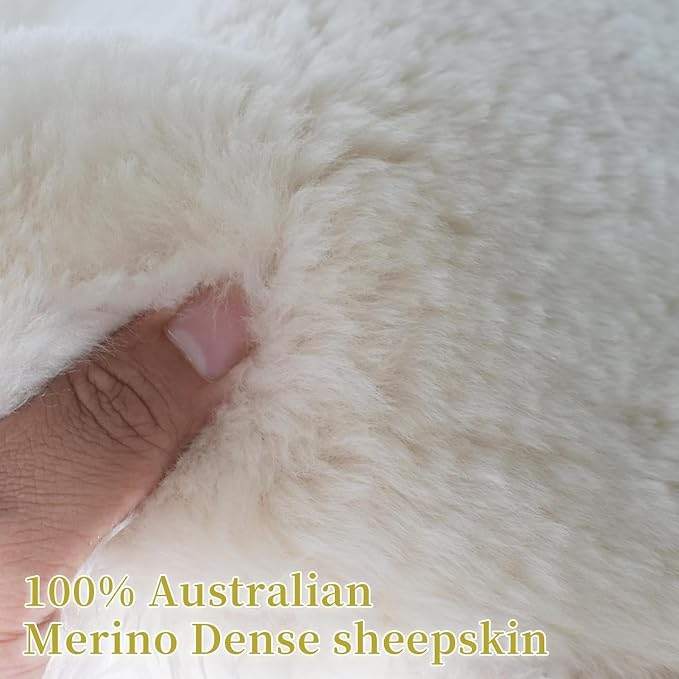 Aegis Cover Sheepskin Seat Cover Genuine Australian Merino Wool Front Seat Cover Luxury Dense Pelt Universal Fit for Most Cars, SUVs, Trucks, Bucket-Style, 54 X 22 Inches (Sand)