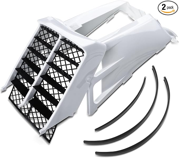A-Premium White Plastic Gas Tank Side Covers with Grill | Compatible with Yamaha Banshee 350 1987-2006 2-PC Set