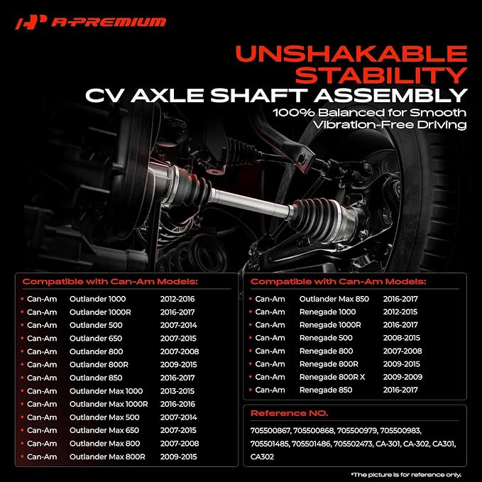A-Premium Pair (2) Rear CV Axle Shaft Assembly Compatible with Can-Am Outlander 1000, Outlander 650, Outlander 800, Outlander 800R, Outlander Max 1000, Renegade 1000, Renegade 800R, Replace# 705500867