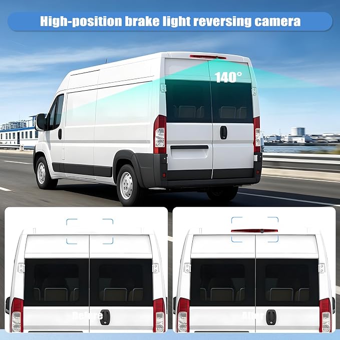 3rd Brake Light Top Roof Mount Backup Camera, 720P AHD/CVBS Dual Signal Wired Rear View Camera, IP67 Waterproof Night Vision 140° Wide Angle for Universal Flat Rear Door Car Truck SUV RV