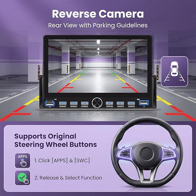 Single Din Car Stereo with Wireless A-pple Carplay Android Auto You-Tube, 7" IPS Touch Screen Car Radio 1 Din with Piano Keys Support Backup Camera Mirror Link Bluetooth FM USB EQ SWC