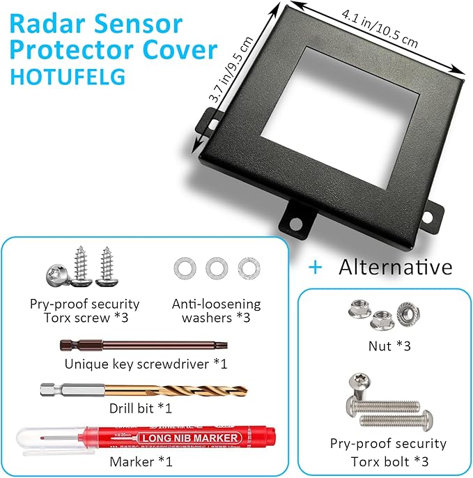 Radar Sensor Protector Cover Compatible with Honda CR-V 2023-2025 All Models, Vehicle Front Radar Sensor Anti-Theft Cover Steel with 2 Mounting Options Kit for CRV Accessory (Black)