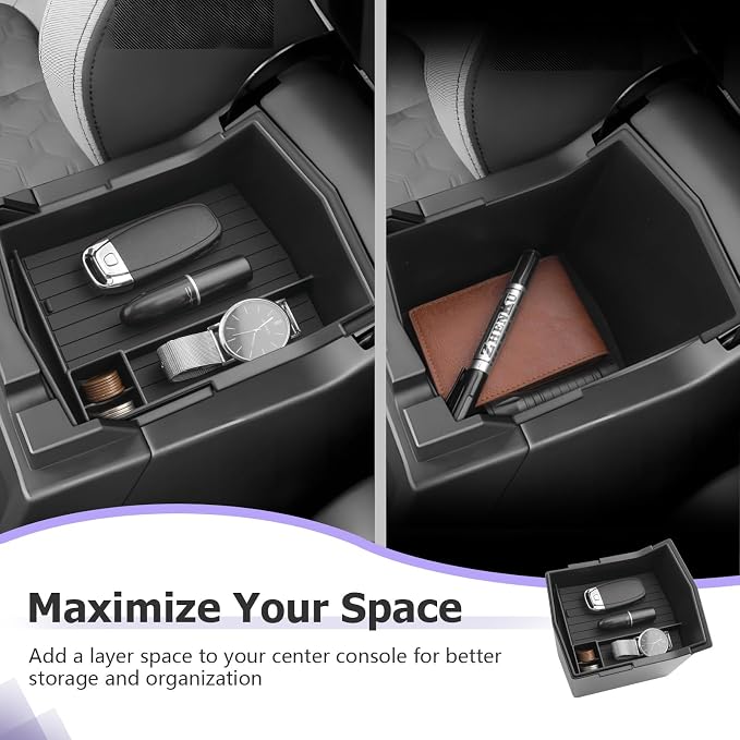 LUWU for 2025 2026 Subaru Forester Accessories for 2025 Forester Base/Sport/Limited Armrest Console Secondary Storage Box Insert Tray ABS Material Black 2-Pack(Not for 2026 Touring/Wilderness/Premium)