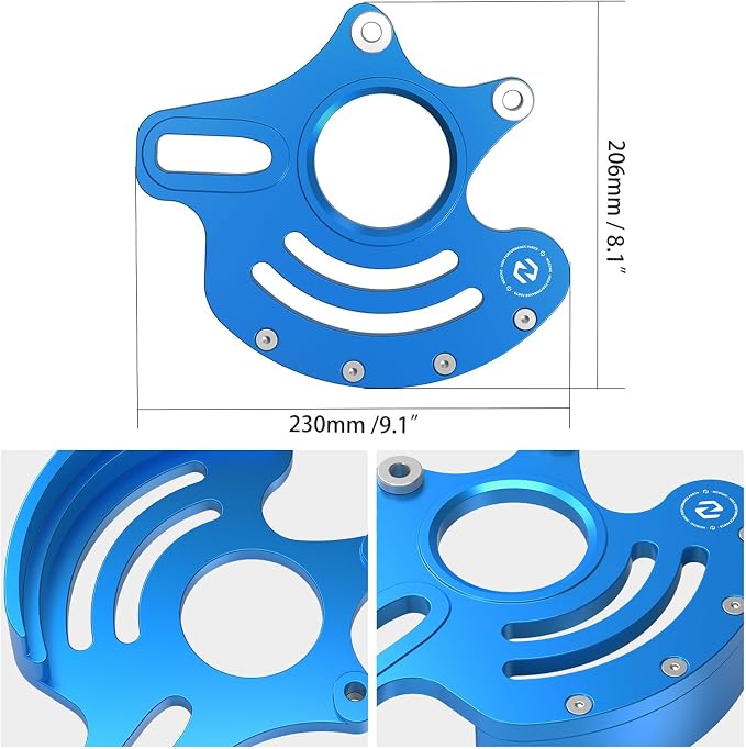 NICECNC Rear Caliper Bracket Disc Brake Guard 11mm Aluminum Compatible with Yamaha YFZ450R 2009 2010 2011 2012-2022, Blue