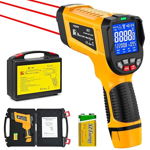 -58°F to 3992°F Infrared Thermometer Gun，Triple Laser Targeting | 50:1 High-Temperature Range, For Kilns & Furnaces Foundry Temperature Measurement Industrial-Grade Accuracy