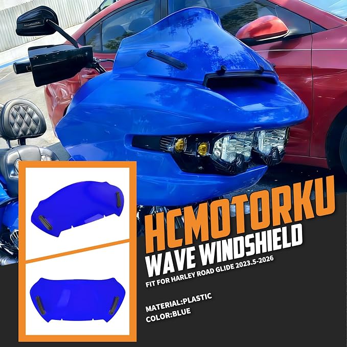10" Windshield Windscreen Wind Splitter Fit For Harley Road Glide 2023.5-2026 Blue