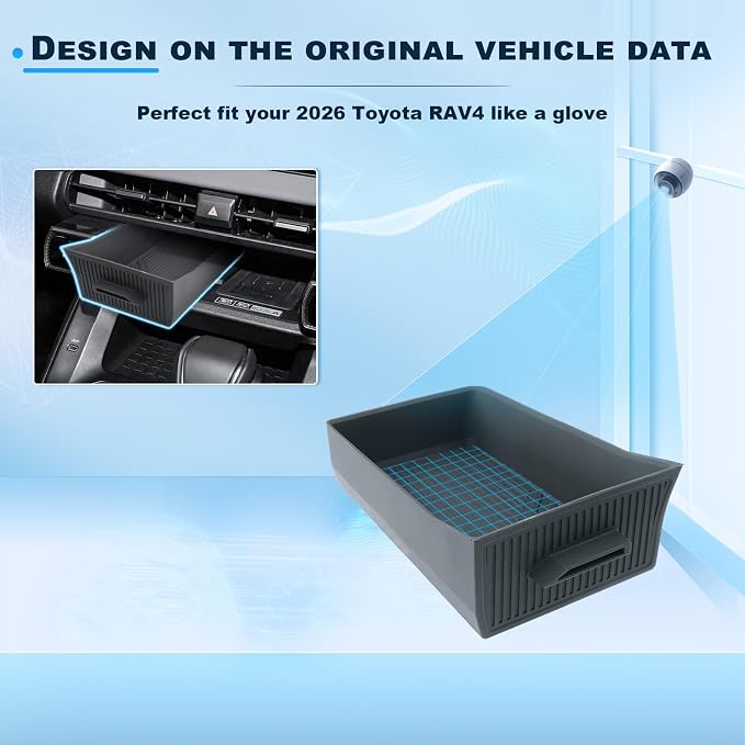 BIXUAN 2026 RAV 4 Wireless Charging Storage Box for 2026 Toyota RAV 4 Wireless Charger Removable Insert Drawer Tray 2026 RAV 4 Interior Accessories Center Console