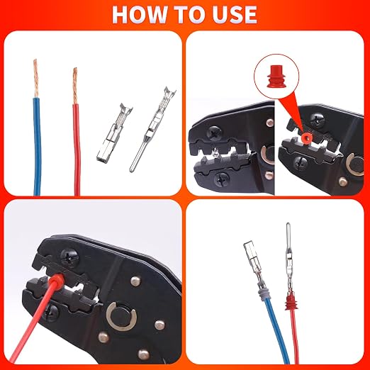 900Pcs 24Types of Pin Connector Kit and Terminal Pins with Crimping Tool | 1/1.5/1.8/2.2/2.3/2.8/3.5mm Male&Female Non Insulated Wire Terminal Pin Kit with Ratchet Crimping Tool,Electrical Connector