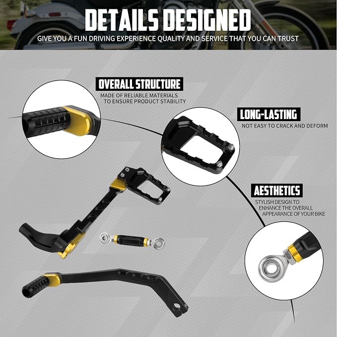 Motorcycle Mid Control Kit Footpegs Linkage Lever Set Fit for Harley Softail Low Rider FXLRS 2020-2025 FXLRST 2022-2025 Street Bob FXBB 2018-2025 (Yellow)