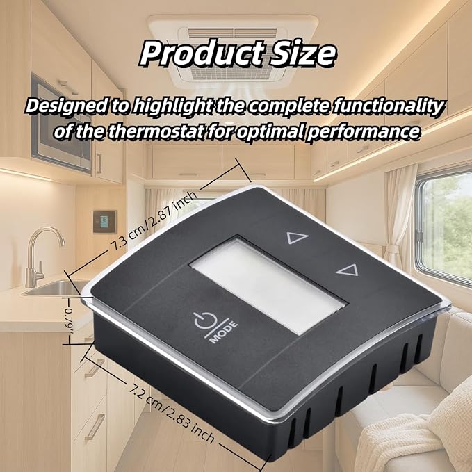 RV Thermostat Compatible with Dometic 3316250.712, 3-Wire Single Zone Control for Cool/Heat, 12V DC, Capacitive Touch, Blue Backlight(Only Fit for 3 Wire)