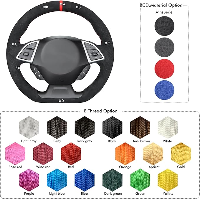 MEWANT for 2022 Camaro Steering Wheel Cover 2016-2024 Hand-Stitched for Chevy Camaro Steering Wheel Wrap