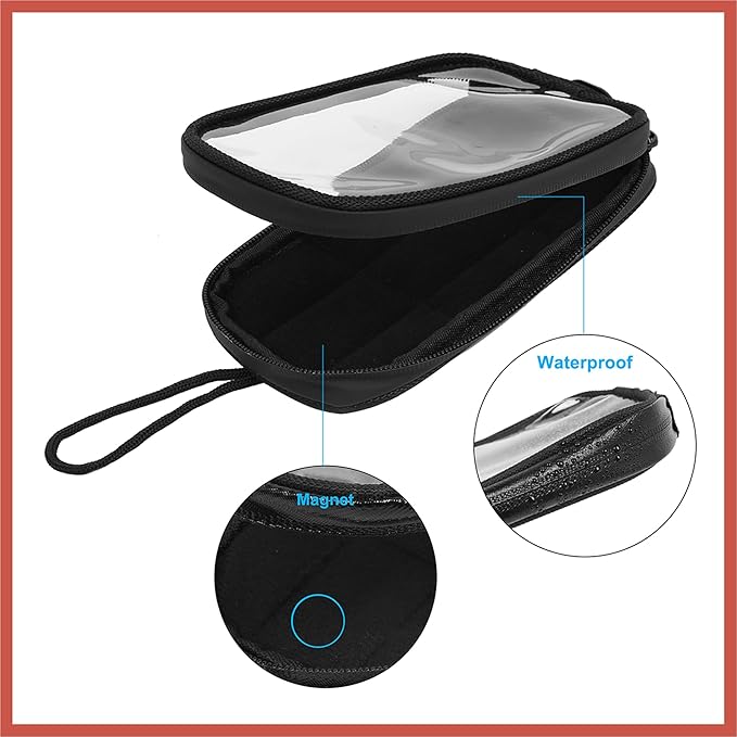 ACROPIX Universal 7'' Magnetic Tank Bag with Headphone Hole PU Leather Waterproof Motorbike Saddlebag for Motorcycle Car Parts